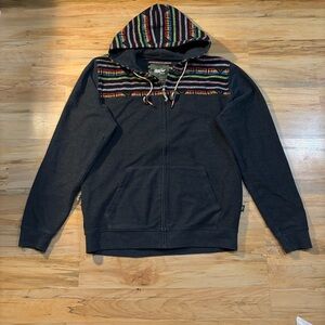 Howler Brothers Black Zip-Up Sweater with Colorful Accents